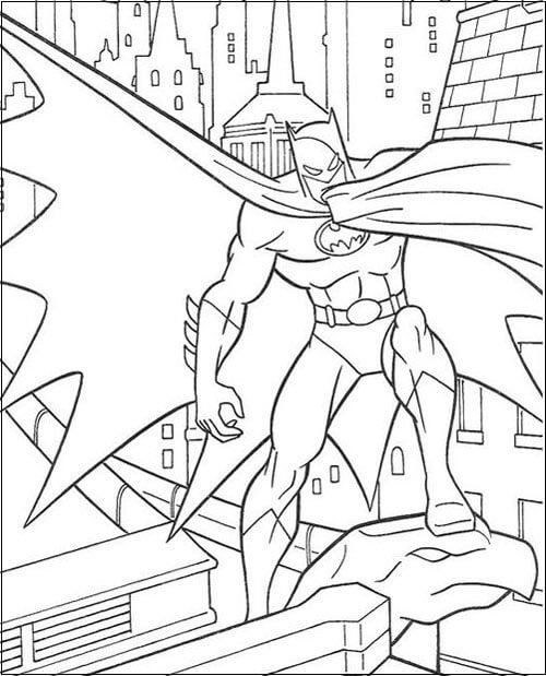 Batman Defending Gotham City - Coloring Pages For Kids