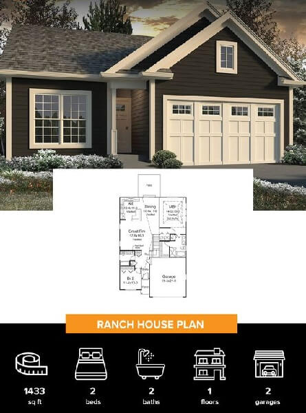 Country-styled Farmhouse Ranch House Plan Design